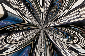 Abstract black white and blue kaleidoscope pattern