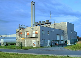 Modern Biomass Heating Power Plant Exterior in Werl, Germany