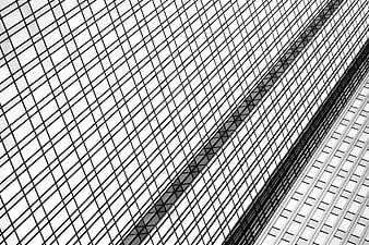 Black and white diagonal skyscraper grid pattern