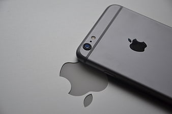 Silver Apple iPhone 6 Plus resting on MacBook Pro