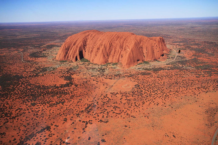 Aerial View of Uluru in the Australian Outback Desert