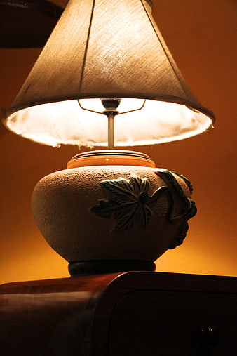 Vintage Ceramic Table Lamp With Floral Relief And Warm Glow