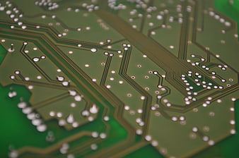 Macro View of Green Printed Circuit Board Traces