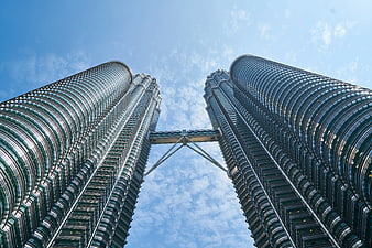 Low Angle View of Petronas Twin Towers Kuala Lumpur
