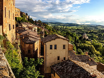 Montepulciano Historic Hilltop Town Panorama in Tuscany, Italy
