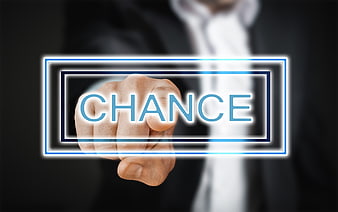 Businessman Pressing Chance Button On Digital Interface