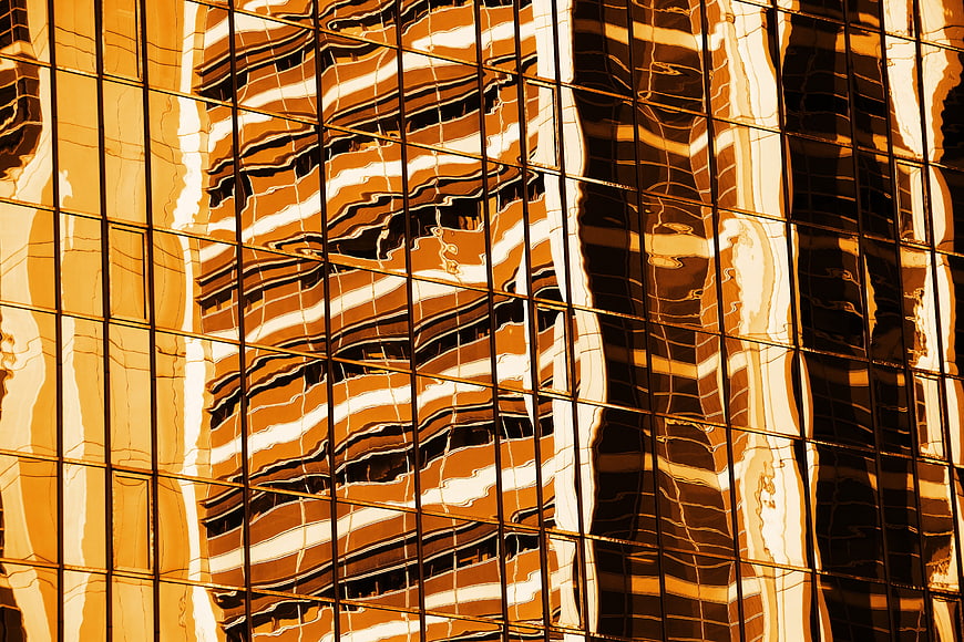Abstract Reflection on Modern Glass Building Facade