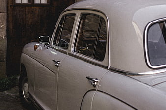 Vintage Silver Car Side Profile Detail