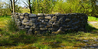 Old Stone Well Structure In Green Garden Landscape
