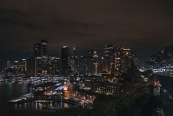 Night Skyline of Brooklyn Bridge Park and Downtown Manhattan