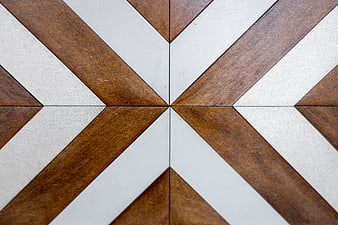 Geometric Wood and White Tile Floor Pattern