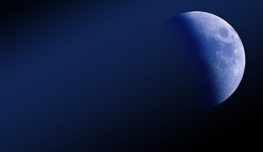 Blue Moon in Night Sky with Copyspace