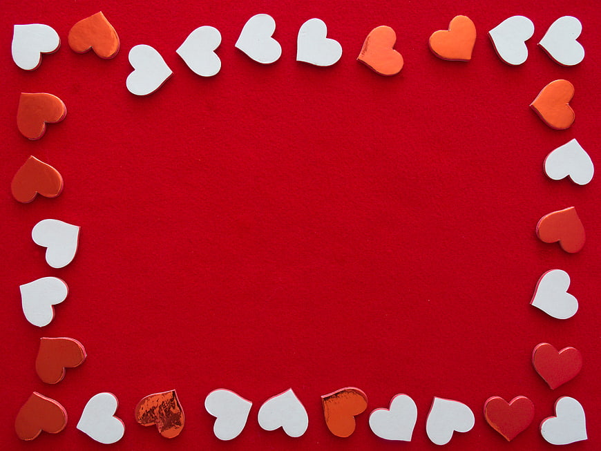 Red Background with Heart Border and Copyspace