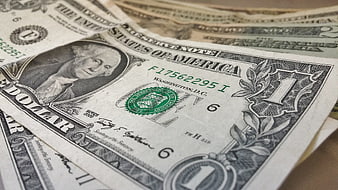 Close-up of US One Dollar Bills