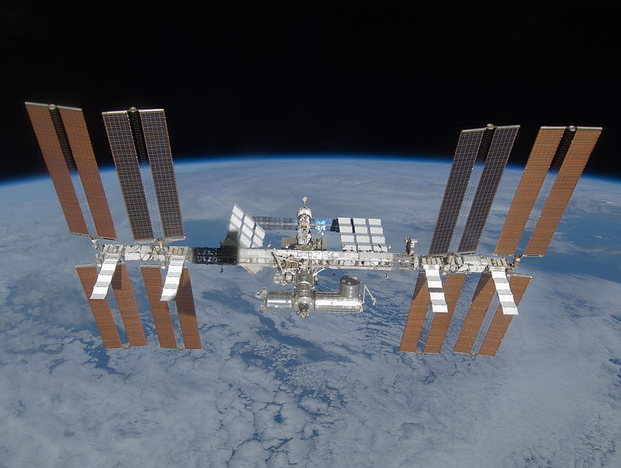 International Space Station orbiting Earth with solar arrays