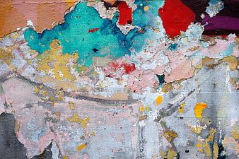 Abstract Texture of Peeling Multicolored Paint on Old Wall