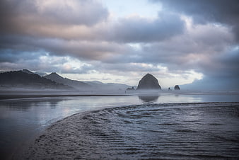 Cannon Beach Oregon Haystack Rock at Low Tide