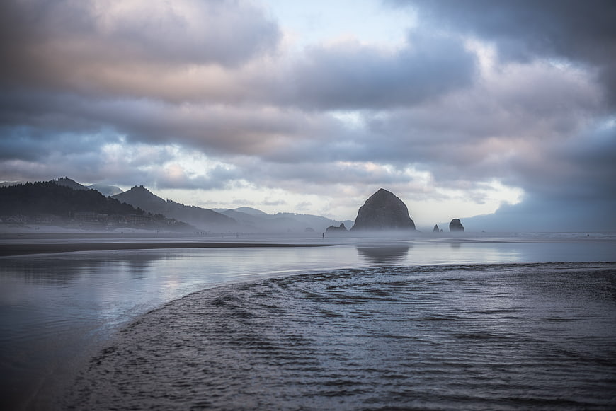 Cannon Beach Oregon Haystack Rock at Low Tide