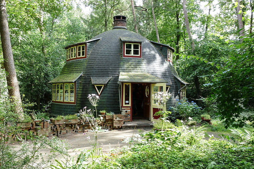 Unique Round Green House in Lush Forest Setting