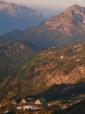 Mountain hut in the Allgäu Alps at sunrise