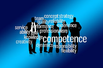 Business team competence concept with word cloud