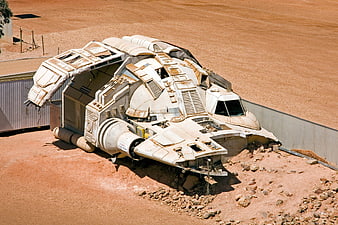 Worn Star Wars Spaceship Prop in Australian Desert Landscape