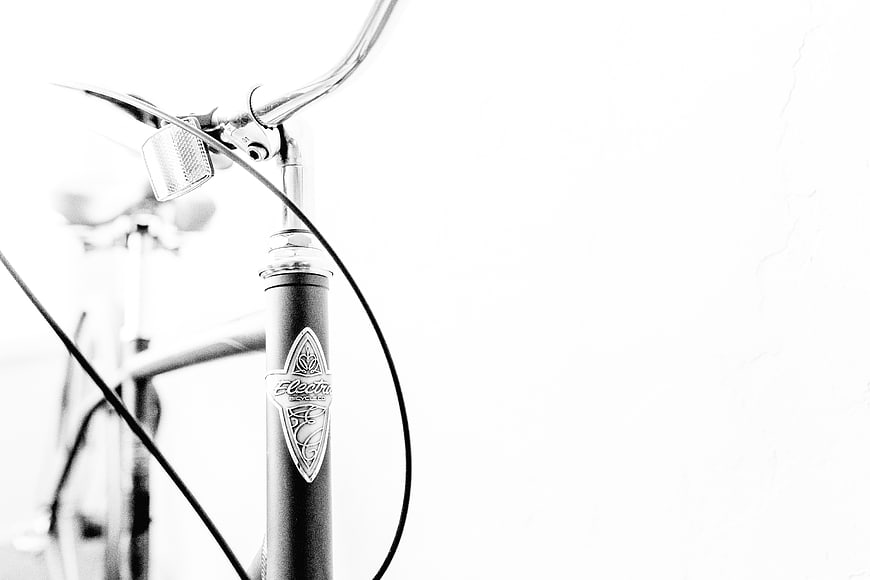 Close-up of Vintage Bicycle Handlebars in Black and White