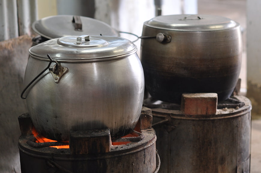 Traditional Cooking Pots on Charcoal Stoves