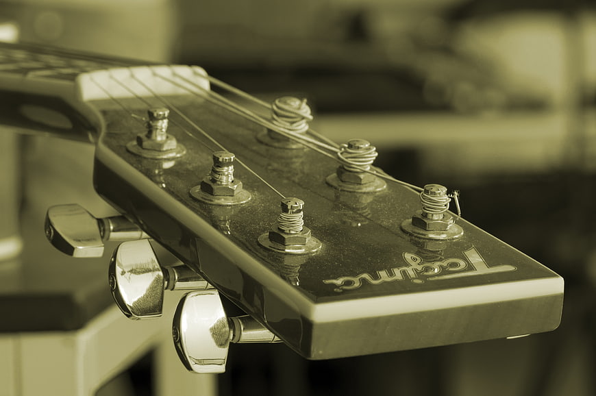 Close-up of Tagima Guitar Headstock with Tuning Pegs
