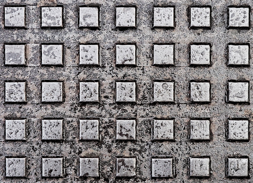 Weathered Metal Grid Texture With Raised Square Rivets