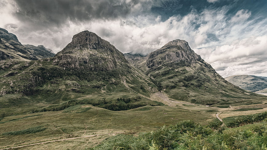 Dramatic Scottish Highlands Landscape with Rocky Mountains