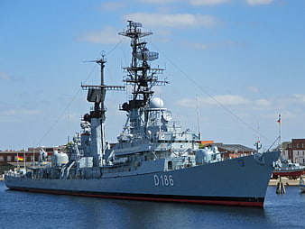 German Navy Frigate D186 Docked In Harbor