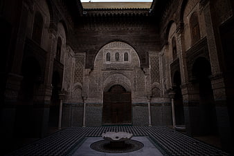 Traditional Moroccan Riad Courtyard with Fountain