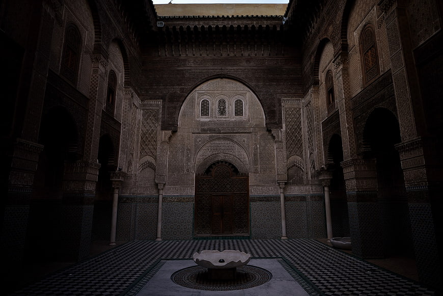 Traditional Moroccan Riad Courtyard with Fountain