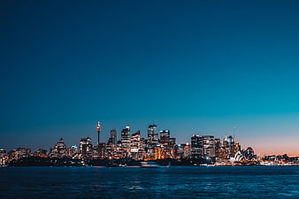 Sydney Skyline at Night with Opera House and Harbour Bridge