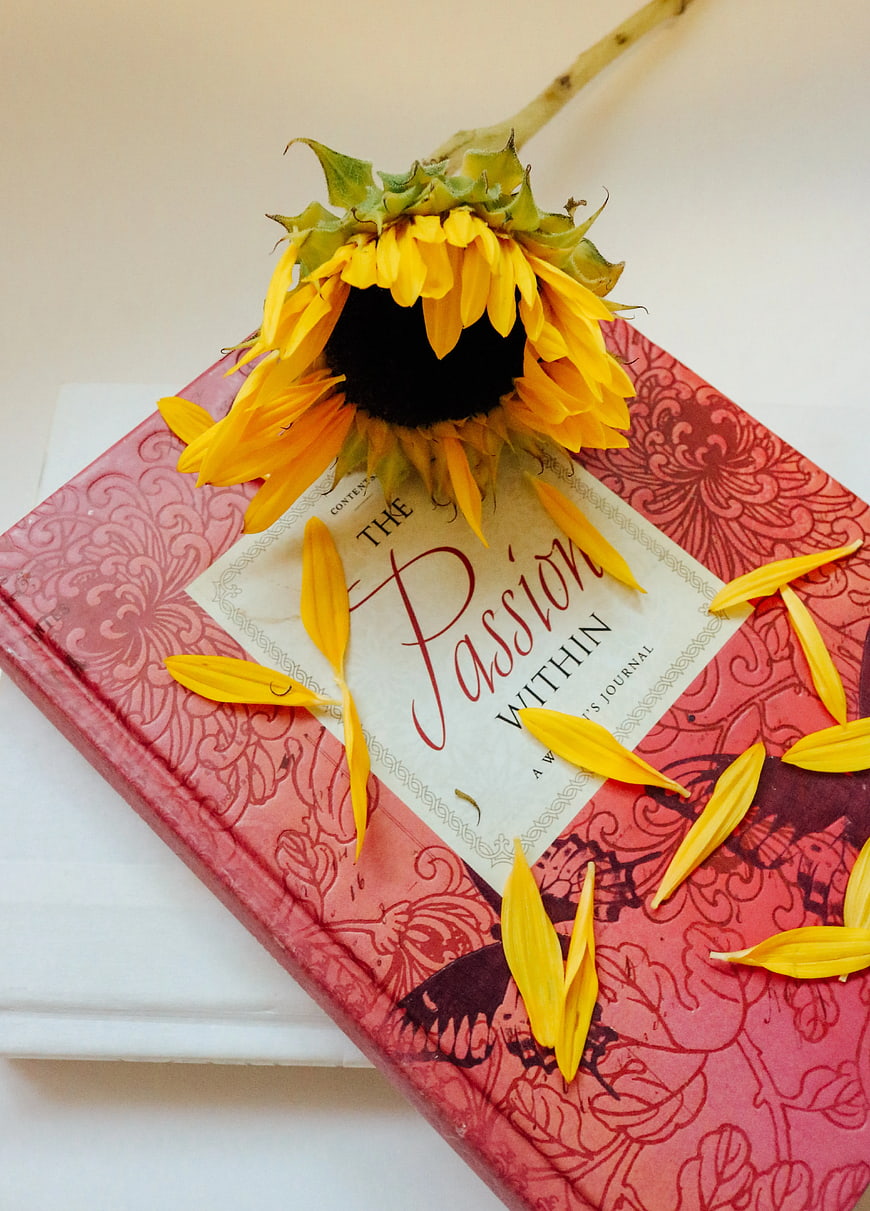 Sunflower on Red Journal Book
