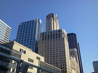 Chicago Downtown Skyscrapers Against Blue Sky