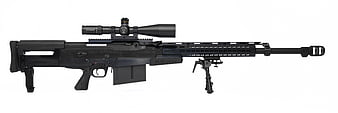 Black AS50 Sniper Rifle with Scope on White Background
