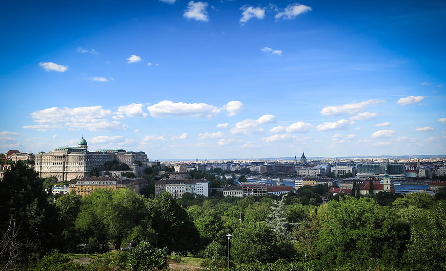 Buda Castle and Budapest Cityscape on Sunny Day