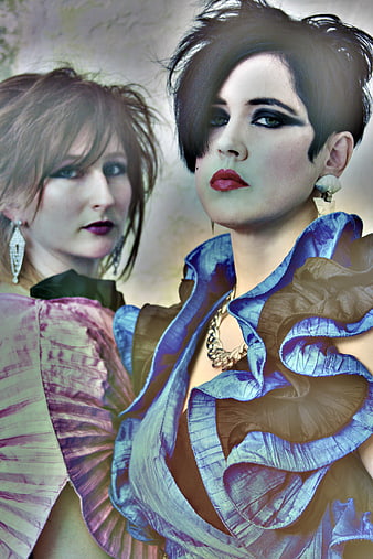 Retro 80s Punk Fashion Portrait of Two Women