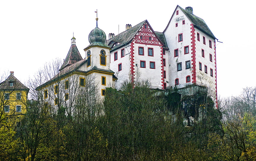 Egloffstein Castle on a hill with autumn foliage
