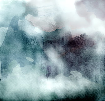Abstract Watercolor Background With Teal And Gray Ink Washes