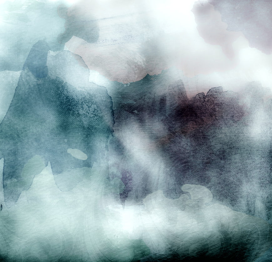 Abstract Watercolor Background With Teal And Gray Ink Washes