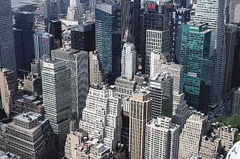 Aerial View of New York City Midtown Skyscrapers