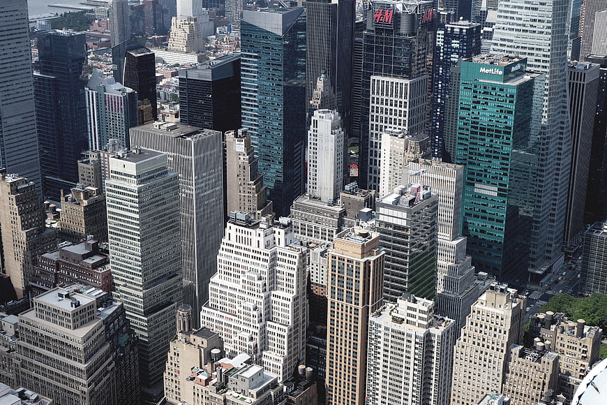 Aerial View of New York City Midtown Skyscrapers