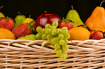 Fresh Assorted Fruits in Wicker Basket
