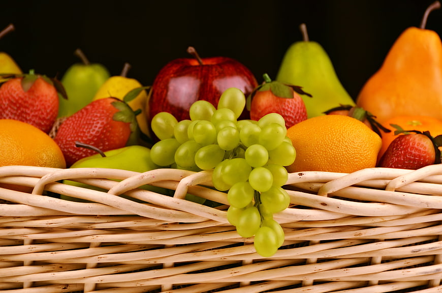 Fresh Assorted Fruits in Wicker Basket
