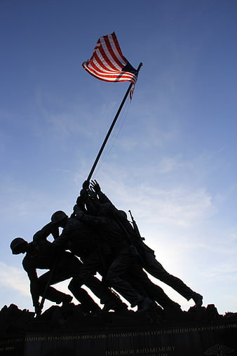 Silhouette of Marine Corps War Memorial Flag Raising Monument