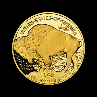 American Buffalo Gold Coin on Black Background