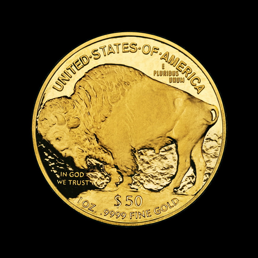 American Buffalo Gold Coin on Black Background